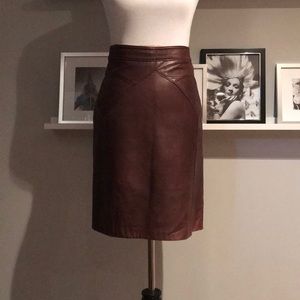 Brown leather skirt